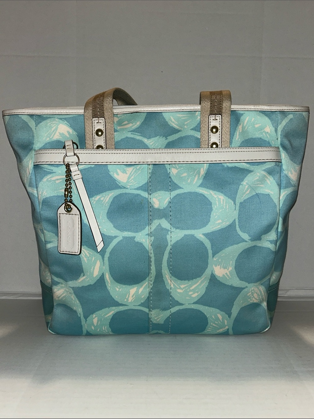 COACH Vintage f10806 Hamptons Scribble Tote bag blue